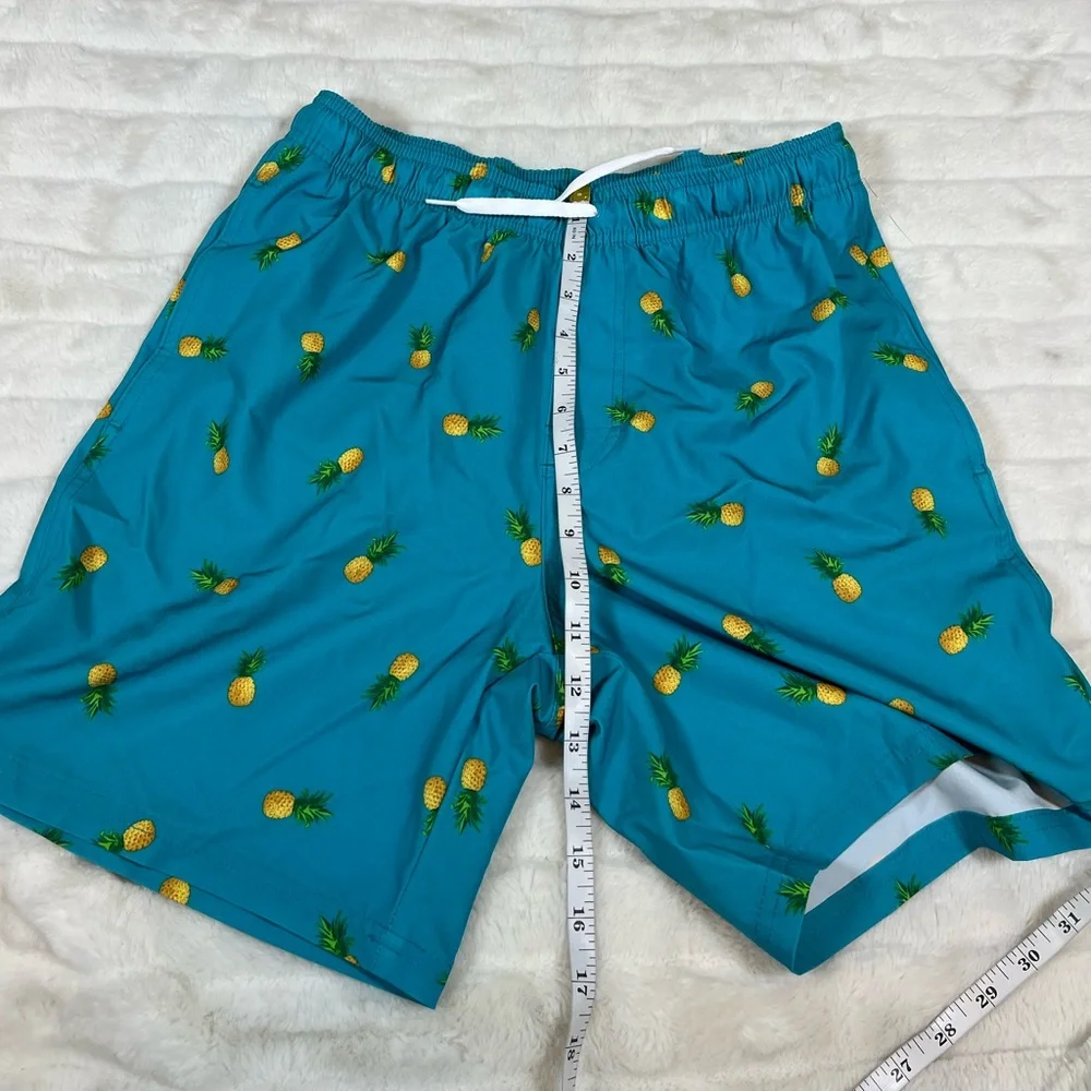 Old Navy Men S Blue Gold Pineapple Print Tropical Swim Trunks Lined Beach Cruise